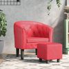 Sillón Con Taburete Cuero Sintético Rojo Vidaxl