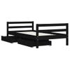 Estructura cama infantil y cajones madera pino negro 80x160 cm