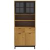 Aparador Alto Con Puertas Vidrio Flam Madera Pino 80x40x180 Cm Vidaxl