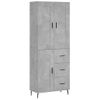 Aparador Alto Madera Contrachapada Gris Hormigón 69,5x34x180 Cm Vidaxl