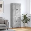 Aparador Alto Madera Contrachapada Gris Hormigón 69,5x34x180 Cm Vidaxl