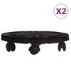 Soporte Para Plantas Con Ruedas 2 Uds Negro Diámetro 30cm 170kg Vidaxl