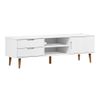 Mueble De Tv Molde Madera Maciza De Pino Blanca 158x40x49 Cm Vidaxl