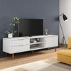 Mueble De Tv Molde Madera Maciza De Pino Blanca 158x40x49 Cm Vidaxl