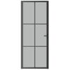 Puerta Interior De Vidrio Y Aluminio Negro Mate 83x201,5 Cm Vidaxl