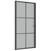Puerta Interior De Vidrio Y Aluminio Negro Mate 102,5x201,5 Cm Vidaxl