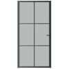 Puerta Interior De Vidrio Y Aluminio Negro Mate 102,5x201,5 Cm Vidaxl