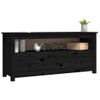 Mueble De Tv De Madera Maciza De Pino Negro 114x35x52 Cm Vidaxl