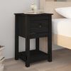 Mesita De Noche Madera Maciza De Pino Negro 40x35x61,5 Cm Vidaxl