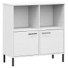 Librería Patas De Metal Oslo Madera Maciza Blanco 90x35x90,5 Cm Vidaxl