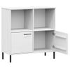 Librería Patas De Metal Oslo Madera Maciza Blanco 90x35x90,5 Cm Vidaxl