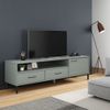 Mueble De Tv Con Patas De Metal Oslo Madera Maciza Pino Gris Vidaxl