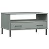 Mesa De Centro Patas Metal Oslo Madera Maciza Gris 85x50x45 Cm Vidaxl