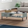 Mesa De Centro Con Patas De Metal Oslo Madera Maciza Pino Gris Vidaxl