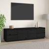 Mueble De Tv Madera Maciza De Pino Negro 176x37x47,5 Cm Vidaxl