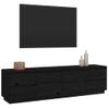 Mueble De Tv Madera Maciza De Pino Negro 176x37x47,5 Cm Vidaxl