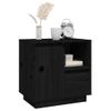 Mesita De Noche Madera Maciza De Pino Negro 50x34x50 Cm Vidaxl