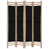 Biombo Plegable De 4 Paneles Bambú Y Lona 160 Cm Vidaxl