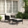 Set De Muebles De Jardín 2 Pzas Y Cojines Ratán Sintético Negro Vidaxl