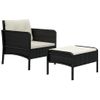 Set De Muebles De Jardín 2 Pzas Y Cojines Ratán Sintético Negro Vidaxl