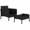 Set De Muebles De Jardín 2 Pzas Y Cojines Ratán Sintético Negro Vidaxl