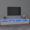 Mueble De Tv Con Luces Led Blanco Brillante 240x35x40 Cm Vidaxl