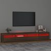 Mueble De Tv Con Luces Led Marrón Roble 240x35x40 Cm Vidaxl