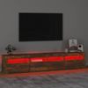 Mueble De Tv Con Luces Led Color Roble Ahumado 210x35x40 Cm Vidaxl