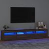 Mueble De Tv Con Luces Led Marrón Roble 210x35x40 Cm Vidaxl