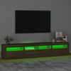 Mueble De Tv Con Luces Led Marrón Roble 210x35x40 Cm Vidaxl