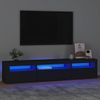 Mueble De Tv Con Luces Led Negro 195x35x40 Cm Vidaxl