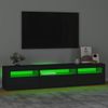 Mueble De Tv Con Luces Led Negro 195x35x40 Cm Vidaxl