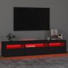 Mueble De Tv Con Luces Led Negro 195x35x40 Cm Vidaxl