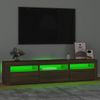 Mueble De Tv Con Luces Led Color Marrón Roble 180x35x40 Cm Vidaxl