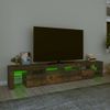 Mueble De Tv Con Luces Led Color Roble Ahumado 230x36,5x40 Cm Vidaxl