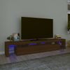 Mueble De Tv Con Luces Led Marrón Roble 230x36,5x40 Cm Vidaxl