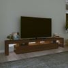 Mueble De Tv Con Luces Led Marrón Roble 230x36,5x40 Cm Vidaxl