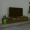 Mueble De Tv Con Luces Led Marrón Roble 230x36,5x40 Cm Vidaxl