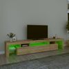 Mueble De Tv Con Luces Led Roble Sonoma 215x36,5x40 Cm Vidaxl