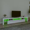 Mueble De Tv Con Luces Led Blanco Brillante 215x36,5x40 Cm Vidaxl