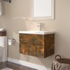 Mueble De Baño Con Lavabo Madera Contrachapada Roble Ahumado Vidaxl