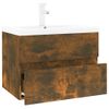 Mueble De Baño Con Lavabo Madera Contrachapada Roble Ahumado Vidaxl