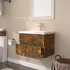 Mueble De Baño Con Lavabo Madera Contrachapada Roble Ahumado Vidaxl