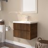 Mueble De Baño Con Lavabo Madera Contrachapada Marrón Roble Vidaxl