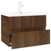 Mueble De Baño Con Lavabo Madera Contrachapada Marrón Roble Vidaxl