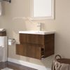 Mueble De Baño Con Lavabo Madera Contrachapada Marrón Roble Vidaxl