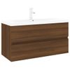 Mueble De Baño Con Lavabo Madera Contrachapada Marrón Roble Vidaxl