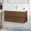 Mueble De Baño Con Lavabo Madera Contrachapada Marrón Roble Vidaxl