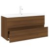 Mueble De Baño Con Lavabo Madera Contrachapada Marrón Roble Vidaxl