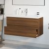 Mueble De Baño Con Lavabo Madera Contrachapada Marrón Roble Vidaxl